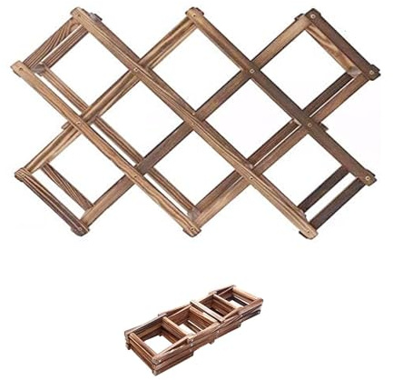 Qtuie Weinregal Holz Weinflaschenhalter 10 Flaschen Weinhalter Faltbares Weinständer Flaschenregal zur Aufbewahrung von Wein und Sektregal Weinregale Weinflaschenregal für Bartheke, Wohnzimmer, Küche