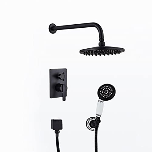 Grifo Mezclador baño, Mezclador Ducha Empotrado, Kit Ducha, Cabezal Ducha y Manguera con Mezclador Ducha, Negro Retro