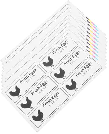 VILLCASE 100sheets Farm Fresh Egg Carton Labels Stickers Self-Adhesive Chicken Packaging Egg Boxes Organizing