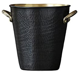 ZOUTACHENG Bucket for Wine Champagne Bucket Household Pure Copper Wine Cooler Commercial Ice Bucket Creative Wine Bucket Suitable for Bar Ktv Insulated ice Bucket (Black1)