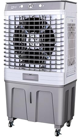 Enfriador de pantano con tanque de agua de 60 L, 4 ruedas universales, enfriador de aire de resistencia industrial para uso en interiores y exteriores