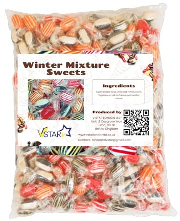 Winter Mixture Pick & Mix Sweets – Retro Assorted Wrapped Boiled Sweets – Individually Wrapped Traditional Hard Candy (1500g)