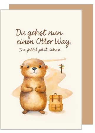 Edition Seidel Premium Glückwunschkarte zum Abschied mit Umschlag. Abschiedskarte mit Spruch Grußkarte Karte Ruhestand Jobwechsel Arbeit Mann Frau Kollege Kollegin Freunde Otter (AS159 SW025)
