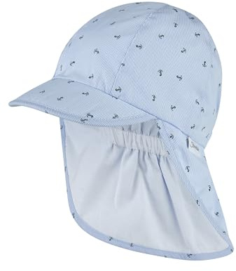 Sterntaler Schirmmütze Nackenschutz Anker – Leichte Kindermütze aus Baumwolle mit Anker-Print, Gummizug, Innenfutter und UV-Schutz 30