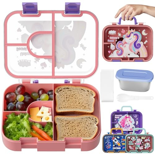 Bundviel Jausenbox Kinder Auslaufsicher Lunchbox Kinder mit Fächern,1400ml Brotdose für Mädchen & Jungen,Kinder Lunchbox Perfekt für Schule/Kindergarten/Ausflüge