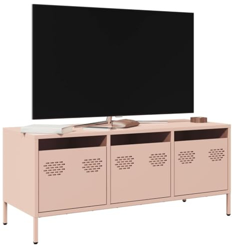 AJJHUUKI Meuble TV rose 101,5 x 39 x 43,5 cm en acier laminé à froid, centres de divertissement et supports TV