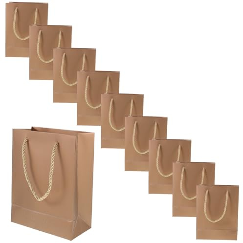 Gatuida 10 Stück Goldene Geschenktüten mit Henkel Kleine Papiertragetaschen für Party Einkauf Geschenkverpackung Handliche Tragbare Verpackungsbeutel für Süßigkeiten und Mitgebsel