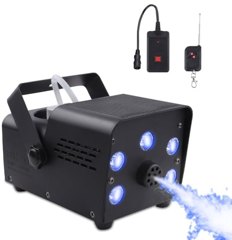 Máquina de Humo, Mini Máquina de Humo de 500 W con Control de Temperatura Inteligente Avanzado y Luces Led de Colores Mezclados Rgb, Alta Salida de Humo de 6500 Cfm Para Efectos de Escenario de Boda