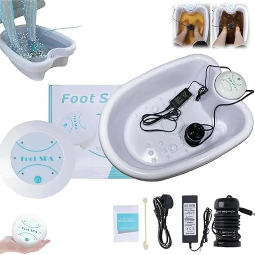 Ionisches Fußbad, Ionen Fussbad Detox, Elektrolyse Fußbad Set, tragbare Spa-Reinigungsmaschine für die Füße, mit Becken, Induktionsgerät, Tragbare Pedicure Foot Bathtub (Bassin*B)