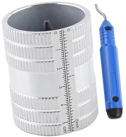 KiBcsLic Svasatore Tubo Utensile per Tubi Rame Alluminio PVC Sbavatore Bordo Interno Esterno Regolabile Acciaio Inox Adatto per Posa Tubi Riparazion, con Accessorio