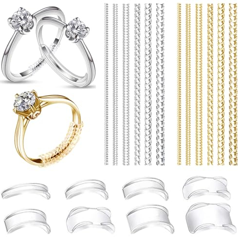 Soodyoow Ring Size Adjuster for Loose Rings, Ring Tightener Ring Resizer, Invisible Ring Sizer, Silicone Ring Tightener for Women Men