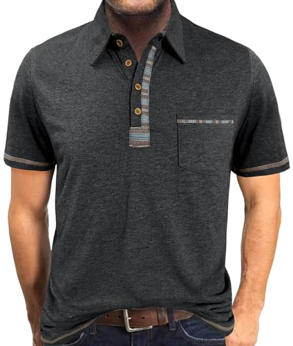 LAOARA Poloshirt Herren Kurzarm Polo Shirts Tshirt Sommer Sport Polohemd Knopfleiste Golf T Shirt mit Tasche M-3XL