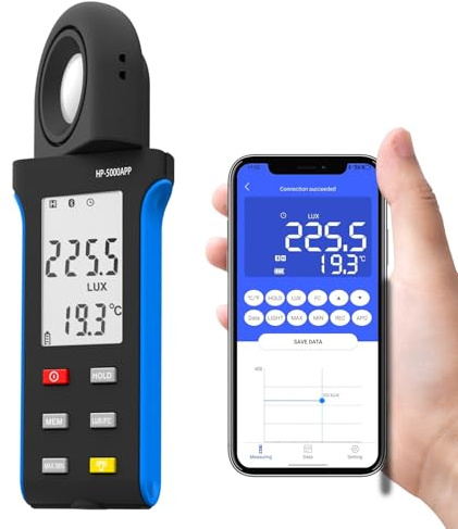 Photomètre numérique, Luxmètre Photomètre avec Application Polyvalente Et Riche en Fonctionnalités pour Une Mesure Analyse Professionnelles,Facile à Transporter