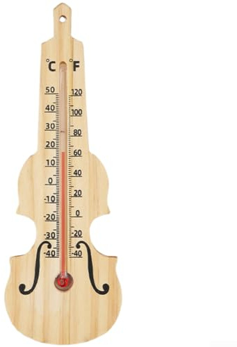 Termometro da parete in legno per interni ed esterni, gamma da -40 a 50 °C, con display a doppio Celsius/Fahrenheit, finitura in pino naturale