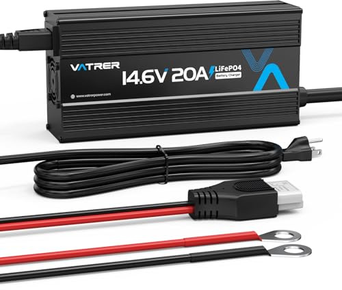 VATRER Power Chargeur de Batterie au Lithium à Charge Rapide 14,6 V AC-DC LiFePO4 pour Batterie au Lithium 12 V, avec Protection Multiple et indicateur LED, Ventilateur de Refroidissement intégré
