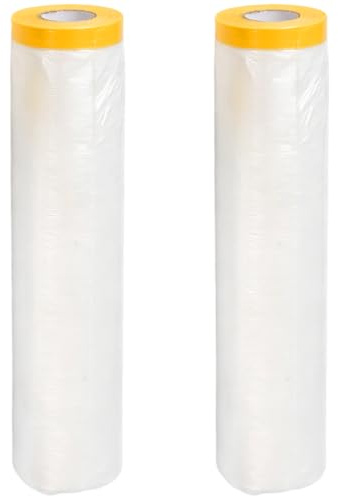 Lot de 2 rouleaux 5x20m grand format de film de masquage pré-collé