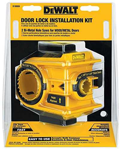 DEWALT Door Lock Installation Kit, C-Clamp Design, for Metal or Wood Doors, 2 Adjustable Bushings, Easy Installation (D180004)