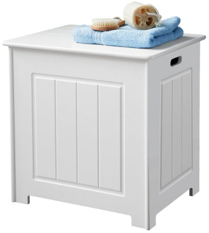 NEW STORAGE CHEST CABINET WHITE WOOD BASKET LAUNDRY BIN