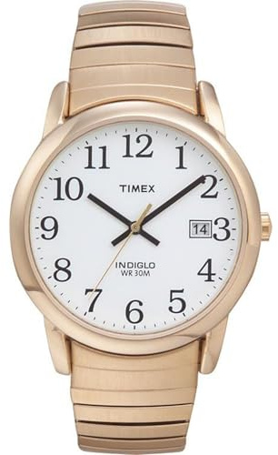 Timex Men's Easy Reader 35mm Watch - Gold-Tone Expansion Band White Dial Gold Tone Case