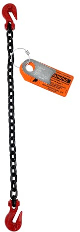 Advantage Rigging - Chain Sling - 3/8 x 10' Single Leg with Grab Hooks - Grade 80
