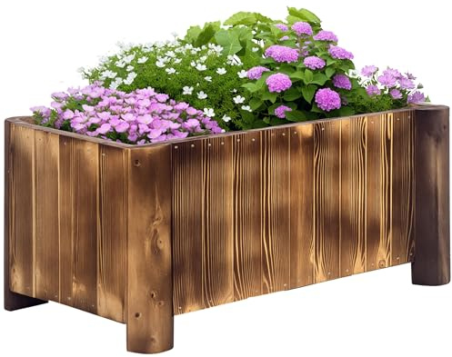 Outsunny Orto Rialzato da Esterno in Legno di Abete, Fioriera da Esterno, per Frutte Verdure Fiori Giardino, 70x35x30 cm, Legno naturale