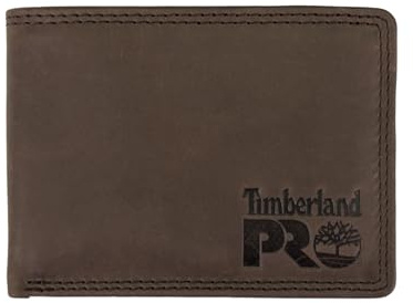 Timberland PRO mens Slim Leather Rfid Bifold With Back Id Window Wallet, Dark Brown/Pullman, One Size UK