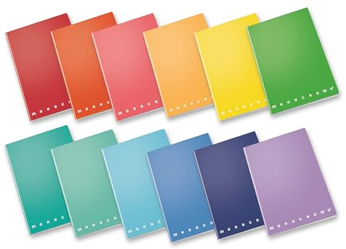 Pigna, Maxi Monochrom Notizbuch Das Original, A4, 80 g/qm, 80 Seiten + Deckblatt, Hardcover, glänzend kunststoffbeschichtet, innen 0Q, 5 mm im Quadrat mit Rand, farblich sortiert, 10