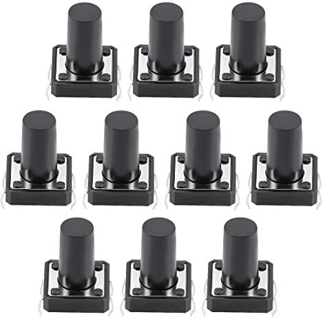 sourcing map 12x12x15mm Interruptor Pulsador Táctil momentáneo DIP de Panel Mini/Micro/pequeño PCB 10pcs