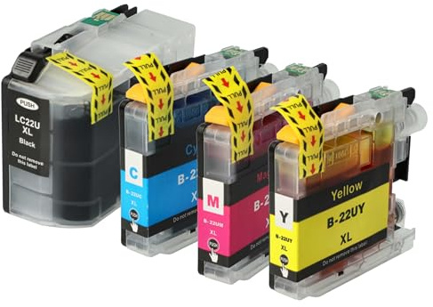 vhbw 4X Tintenpatronen kompatibel mit Brother MFC-J985DW | DCP-J785DW, DCP-J925DW Drucker - Set Cyan, Magenta, Yellow, Schwarz + Chip (Kompatibel)