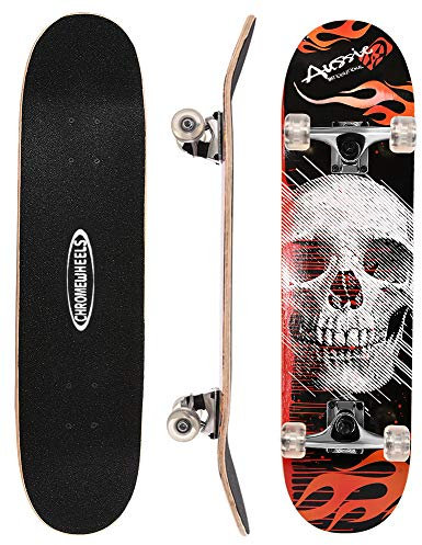 ChromeWheels 78,7 cm Skateboard Double Kick Skate Board Cruiser Longboard 8 Schichten Ahorn Deck Skateboards für Kinder und Anfänger