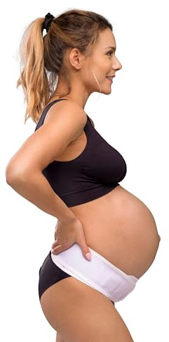 Carriwell Cinturón de Embarazo Ajustable con Cierre de Velcro | Cinturón de Maternidad | Reduce la Presión, Alivia el Dolor Lumbar y Sostiene el Vientre | Discreto bajo la Ropa | S/M - L/XL