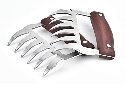 2 Stück Edelstahl BBQ Gabel, Split Tear Off Fleisch BBQ Küchenwerkzeug, Mit Holzgriff.