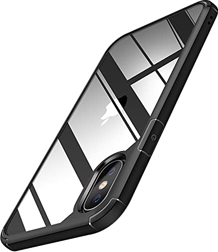 TENDLIN Kompatibel mit iPhone XS Max Hülle (Vergilbungsfrei) Crystal Clear Transparent Stoßfest Handyhülle iPhone XS Max 6,5 Zoll Schutzhülle - Schwarz