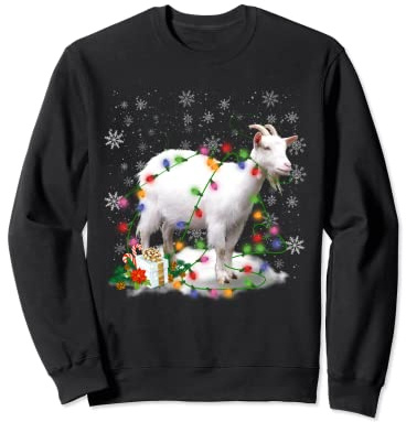Chèvre Noël Santa Lumière de Noël Fermiers Chèvre Père Noël Sweatshirt