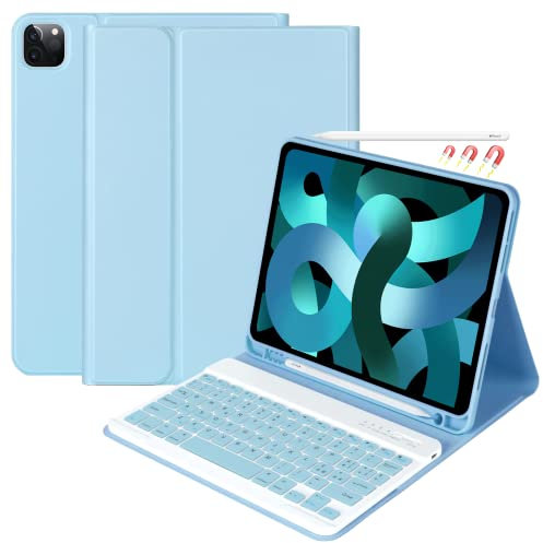 CC Store Tastiera per iPad Air 11 M3/M2, Air 5/Air 4, iPad Pro 11 4/3/2/1 Gen, Custodia Protettiva con Tastiera Magnetica Bluetooth Rimovibile - con Slot per Penna, Layout Italiano, Blu cielo