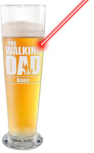 Bier-Glas selbst gestalten - mit Name gravieren - The Walking Dad - Geschenk für den besten Papa, Biertrinker, Geburtstag, Vatertag, Weihnachten, 500 ml I Gravur