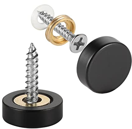 20 PCS Screw Covers Caps (Solid Brass Construction) Mirror Screws Fasteners, Sign Advertising Hardware, 3/5 Diameter, Black