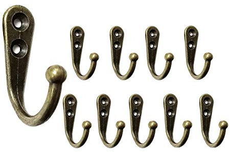 Mokife Gancho Perchero Antiguo, 12 Piezas Pequeños Ganchos de Metal Retro para Colgar Abrigos Ropa Batas Toallas Bolsas Sombreros Gorras Llaves Bufandas Tazas, Bronce