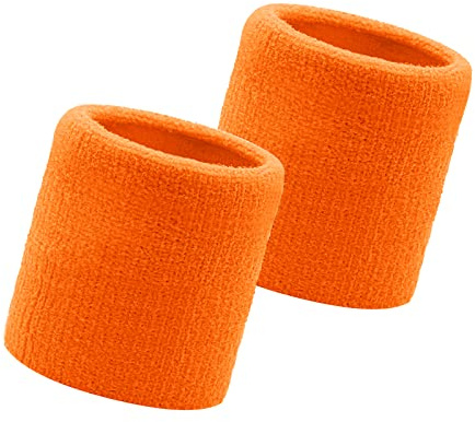 Armbandsset, 2 st sportsvettband män kvinnor, svettband med svettband, mjuka tjocka för basket gym gymnastik tennis fotboll – orange