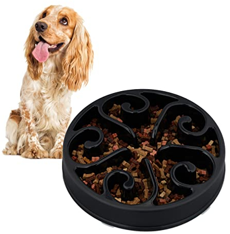 Relaxdays Anti Schling Napf, Futternapf für Hunde, Ø 30 cm, langsam Fressen, Hundenapf groß, spülmaschinenfest, schwarz