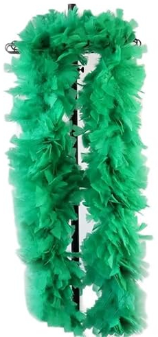 SYSUII Federboa Weihnachtsboa, 200CM Federboa zum Basteln Flauschige Truthahnfedern Federboa DIY Frauen Verkleidung Dekorationen Federstola Federschal für Weihnachten Karneval Theater -Grün