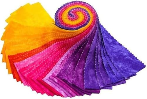 CraftsFabrics 6,3 x 11,2 cm, 20 Stück Regenbogen-Streifen, 100 % Baumwolle, vorgeschnitten, für Quilten, Scrapbooking, Nähen, Kunst und Handwerk, Patchwork