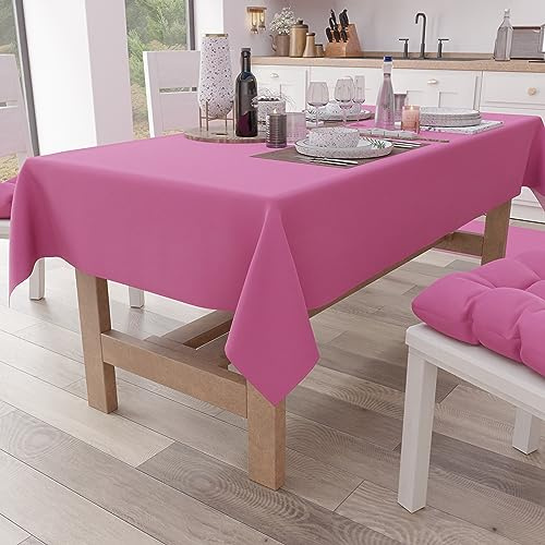 PETTI Artigiani Italiani - Tovaglia Rettangolare Elegante in Cotone, Copritavolo Cucina Tinta Unita, Fuxia X6 Posti (140x180 cm), 100% Made in Italy