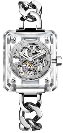 CIGA Design Montre Automatique Femme - Crystal Love Luxueuse Montre Transparente avec boîtier en Cristal K9 Montre pour Femme, Cadeau Femme, Boîte Cadeau Design
