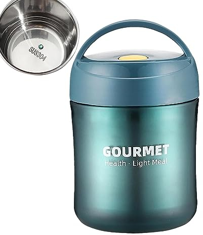 Goowafur Isolierter Suppenbehälter,500 ml auslaufsichere, isolierte Lunchbehälter aus Edelstahl mit Griffdeckel - Warmhaltebehälter für warme oder kalte Speisen, Suppen, Flüssigkeiten