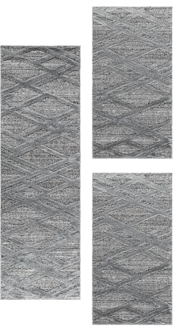 Carpetsale24 Bettumrandung Schlafzimmer 3 teilig Skandinavischer Teppich Grau Bettvorleger Schlafzimmer Bettset: 2 St. 60x110 cm | 1 St. 80x150 cm - Boho Stil Teppich Hoch-Tief Effekt Läufer