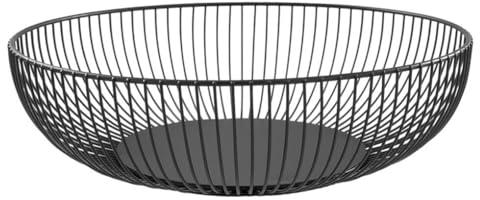 QOKLIYUI Panier à Fruits en Fil métallique élégant, léger et Portable, adapté à Toutes Les Occasions, Panier à Fruits en métal, Bol à Fruits en Fer, Noir