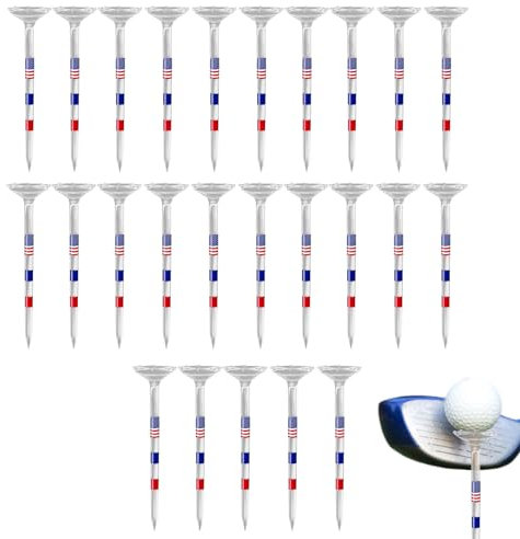 Lange Golf-Tees, Unbreakable Golf-Tees - Clear Golf Tee - Rote weiße und blaue Golfthemden für Golfballspiel, reduziert Reibung und Seitenspin, Golfzubehör, Golftraining Hilfe Novent