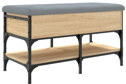 vidaXL Schuhbank, Schuhregal mit Stauraum, Sitzbank Bank mit gepolstertem Sitzkissen, Schuhschrank Schuhablage Flurbank, Sonoma-Eiche Holzwerkstoff