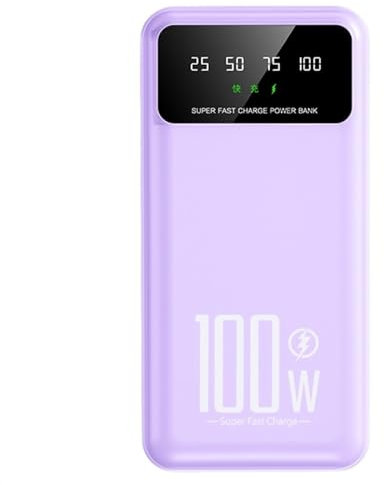 20000mAh Power Bank 5V/3A USB/Micro/Typ-C Out 100W Snabbladdare Externt Batteripaket Kompatibel Med IPhone Värmeväst Jacka Telefon (Size : Purple)